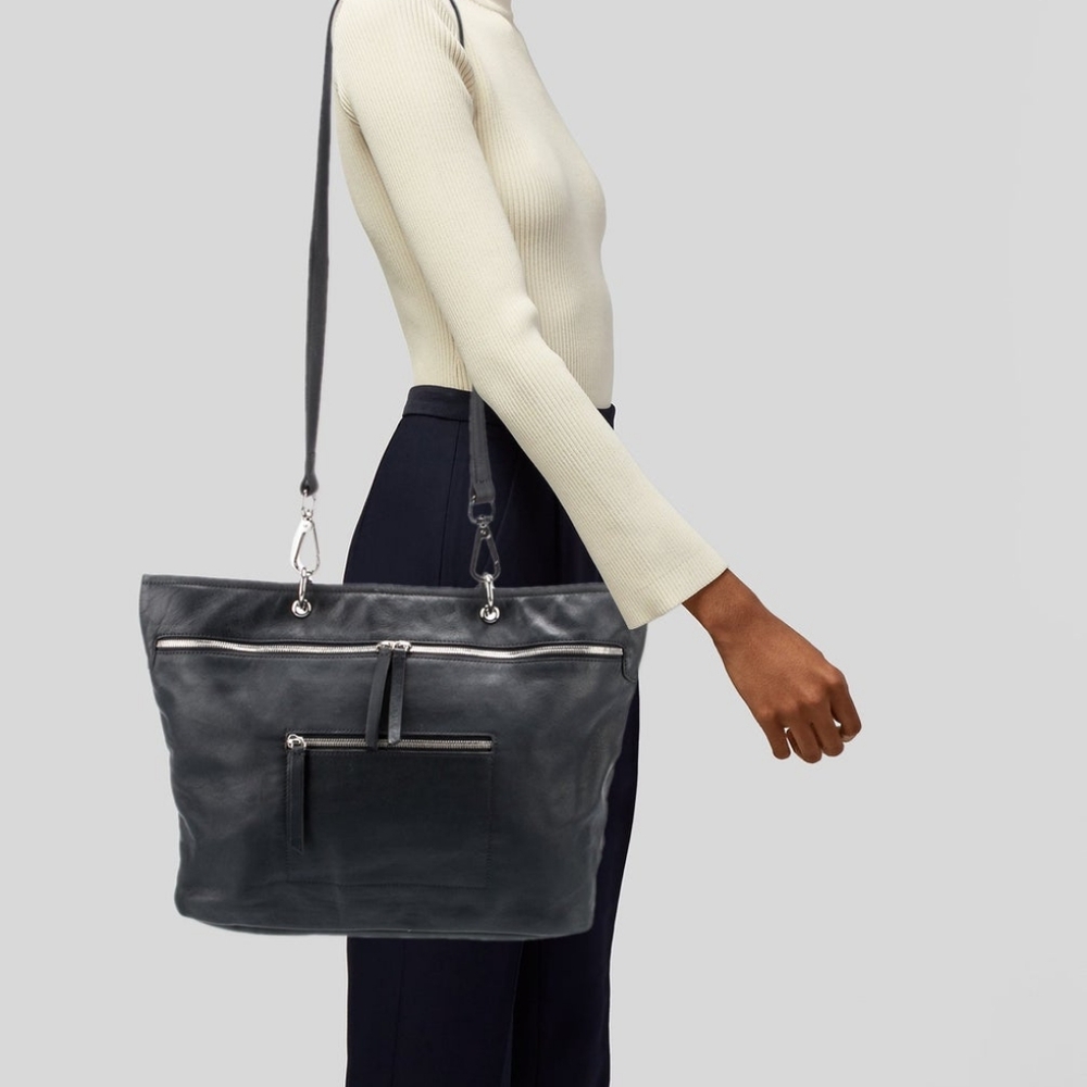 10 Crosby Derek Lam Navy and Orange Leather Bag